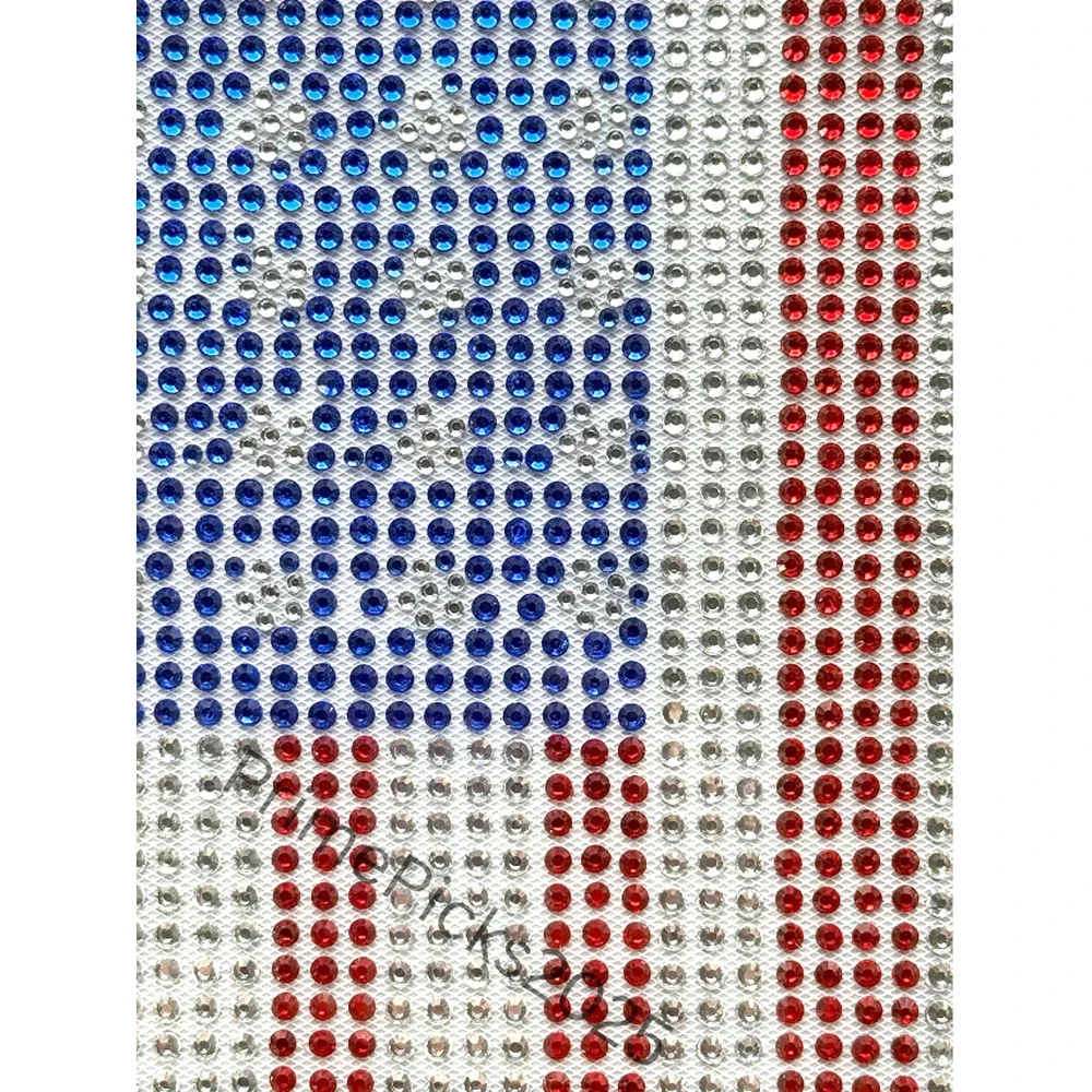 USA Flag Rhinestone Iron-On Patch 250th Birthday Bling Applique 11x7 DIY